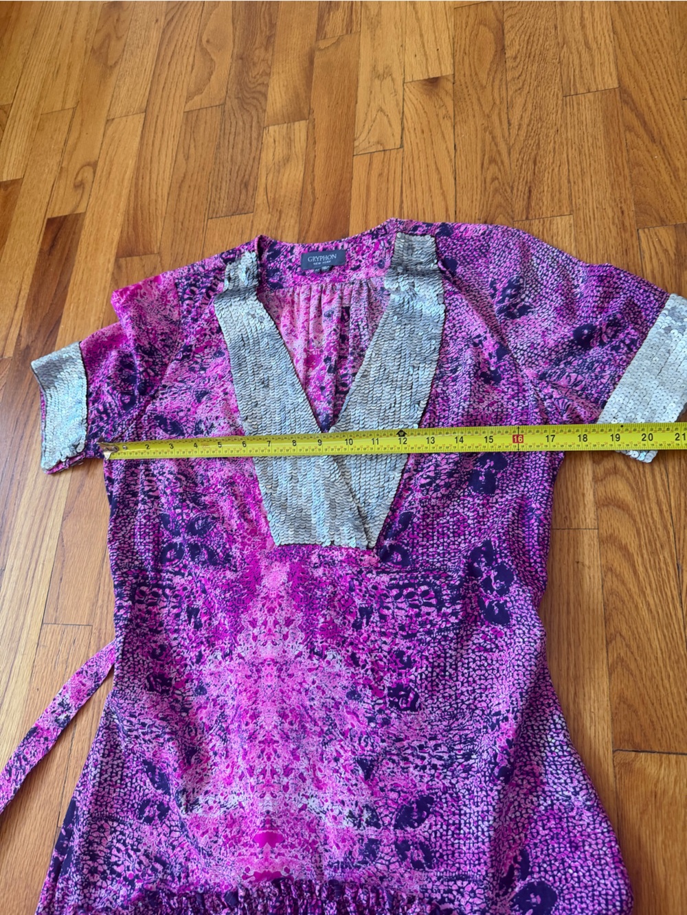 Gryphon Pink and Silver Patterned Tunic Top